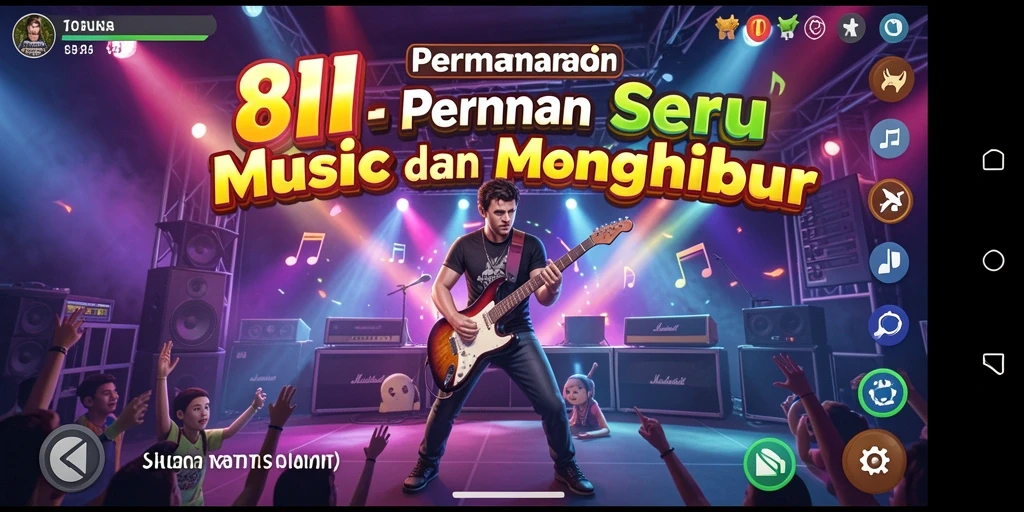 Tangkapan layar gameplay 8II menampilkan permainan musik yang seru.