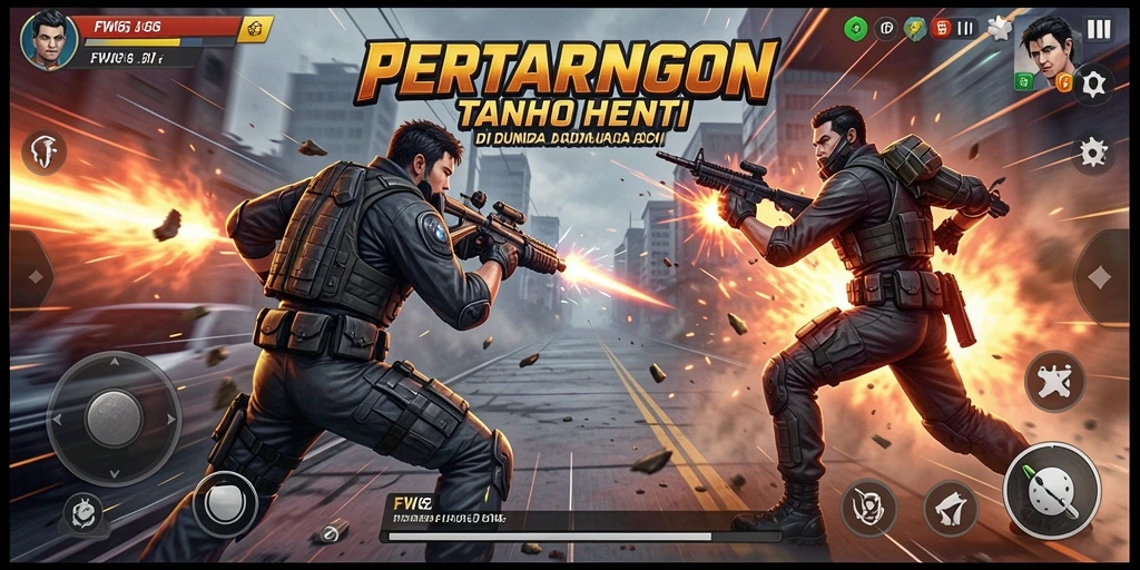 Tampilan gameplay FW66 dengan pertarungan seru yang mendebarkan.