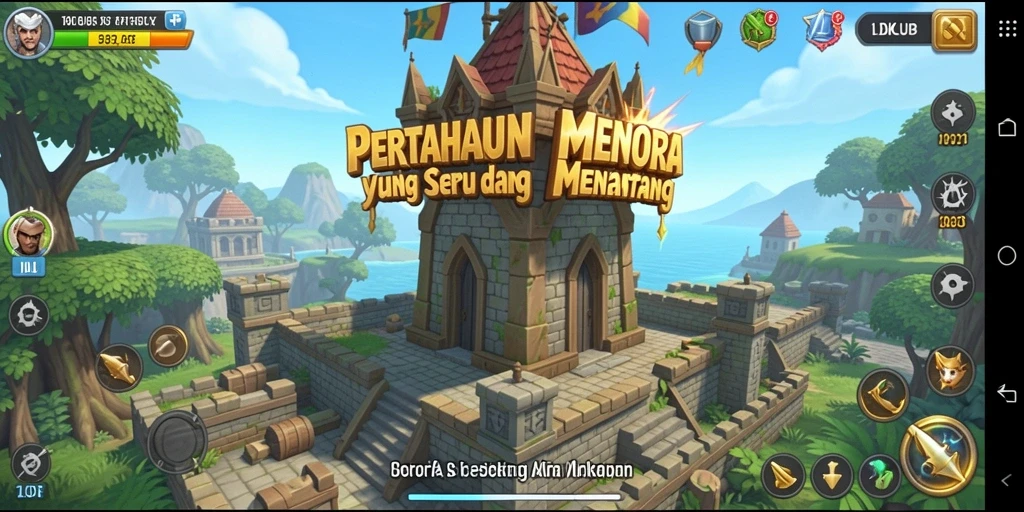 Screenshot gameplay IDKLUB menampilkan aksi pertahanan menara yang mendebarkan.