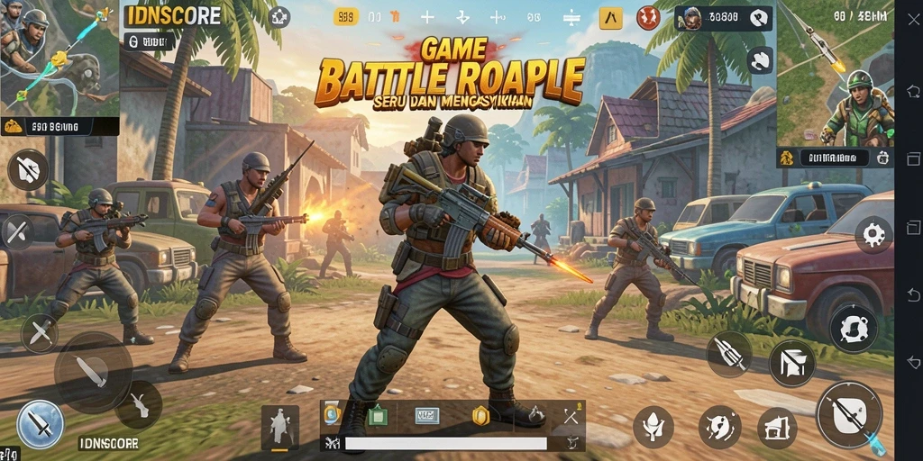 Tampilan gameplay menegangkan dari IDNSCORE dalam aksi Battle Royale.