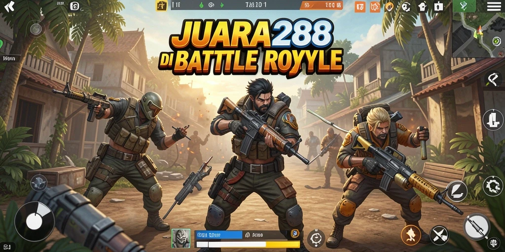 Screenshot JUARA288 menampilkan aksi Battle Royale yang mendebarkan.