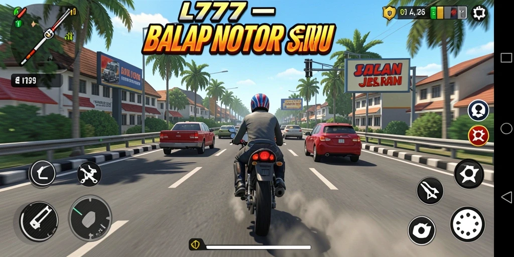 Gameplay L777 yang memukau dengan balapan motor yang seru.