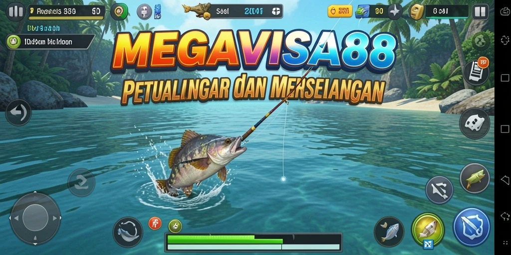 Tampilan gameplay yang menantang dalam MEGAVISA88 saat menangkap ikan.