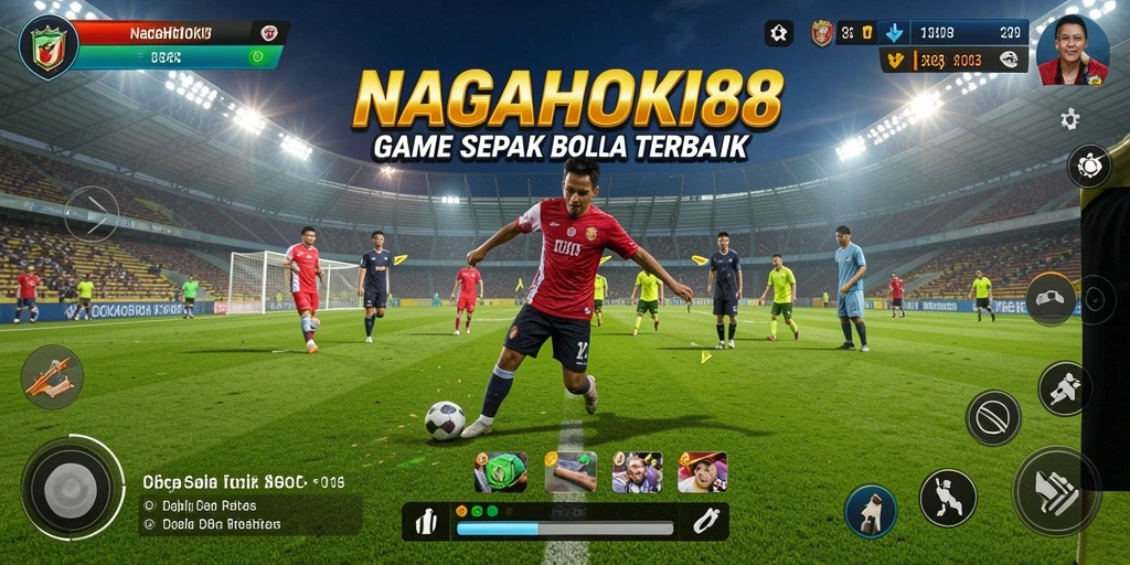 Tampilan gameplay NAGAHOKI88 dengan aksi sepak bola seru.