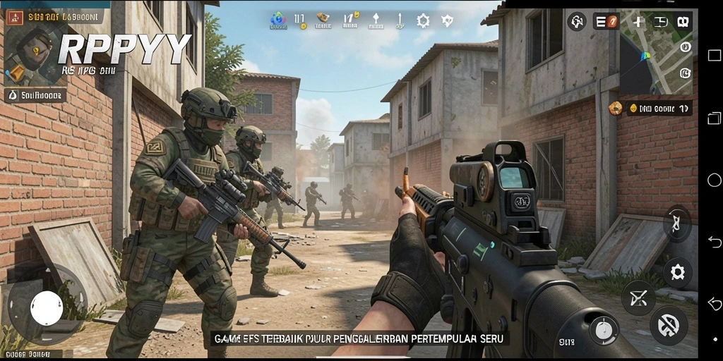 Screenshot menampilkan aksi menembak yang menegangkan dalam gameplay RPYYY.