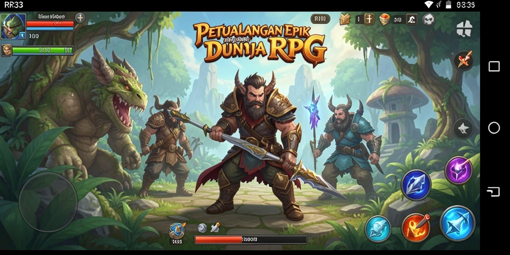 Screenshot gameplay RR33 menampilkan pertarungan seru dan karakter yang menakjubkan.