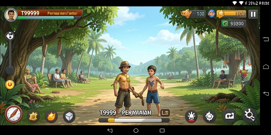 Tampilan gameplay T9999 yang penuh warna dan menarik.