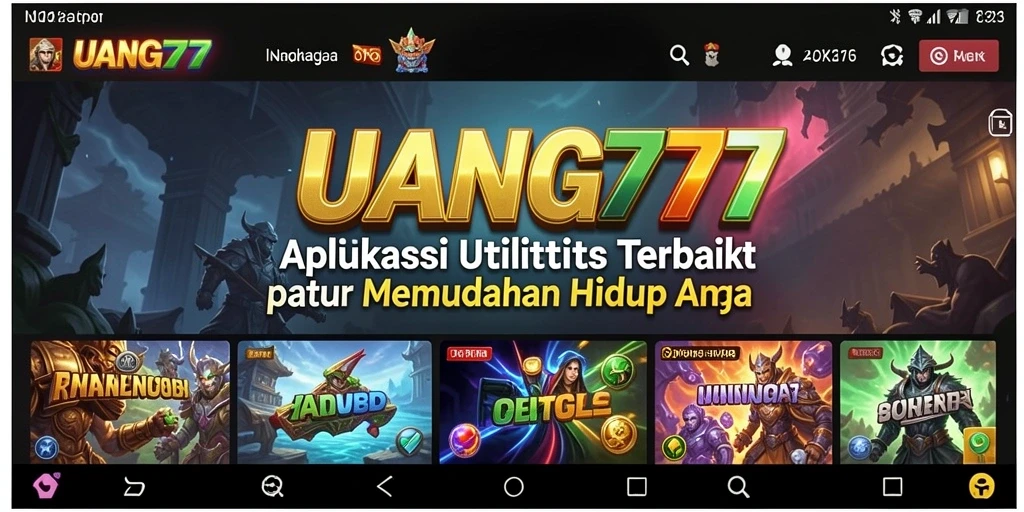 Screenshot UANG77 menampilkan antarmuka aplikasi Utility yang modern dan intuitif.
